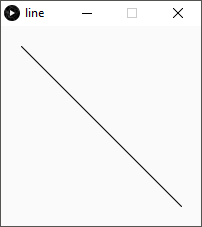 Screenshot of a Processing sketch drawing a single line